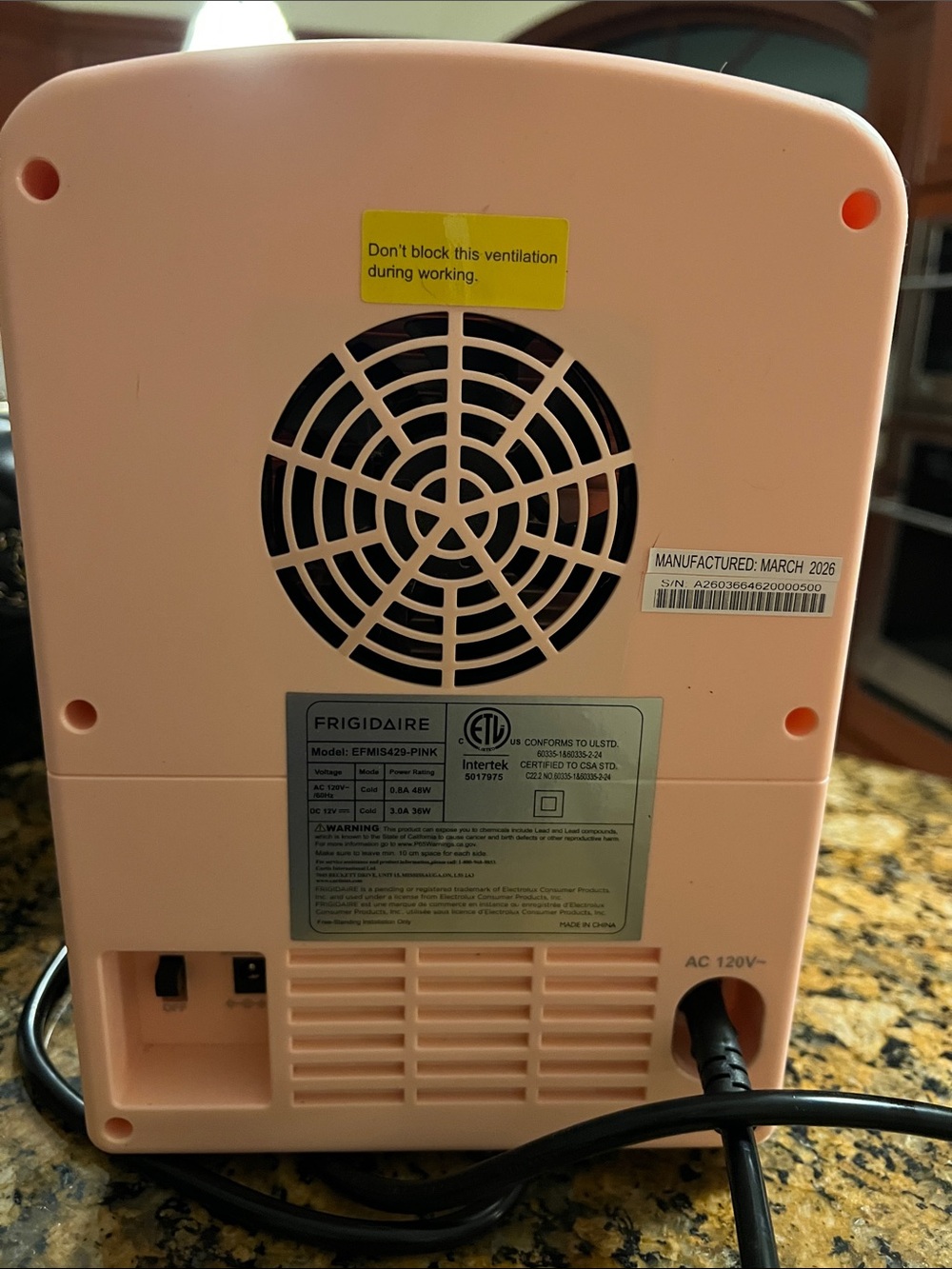 Frigidaire Pink Mini Refrigerator - Compact Food Storage - Picture 4 of 4
